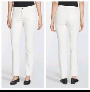 Lafayette 148 New York Thompson White Straight Leg Pants Size 12 Quiet Luxury